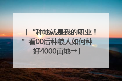 “种地就是我的职业！”看00后种粮人如何种好4000亩地→