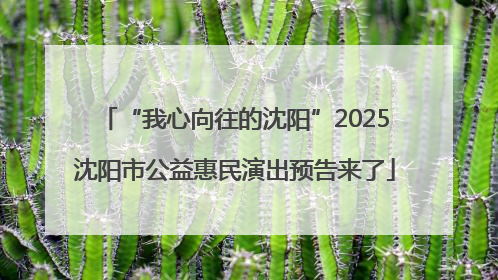 “我心向往的沈阳”2025沈阳市公益惠民演出预告来了