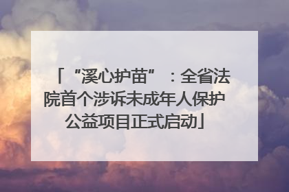 “溪心护苗”：全省法院首个涉诉未成年人保护公益项目正式启动