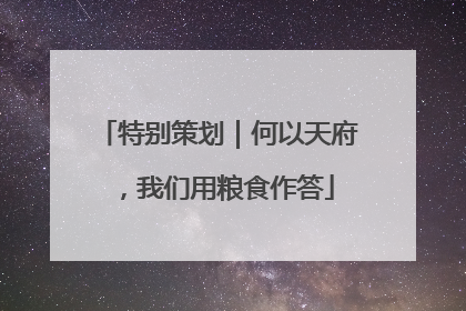 特别策划｜何以天府，我们用粮食作答