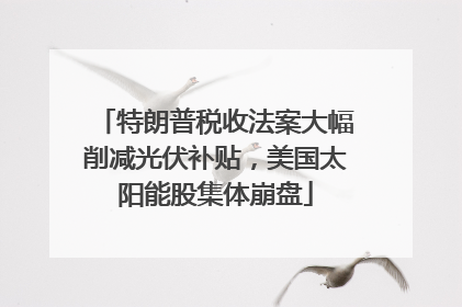 特朗普税收法案大幅削减光伏补贴，美国太阳能股集体崩盘