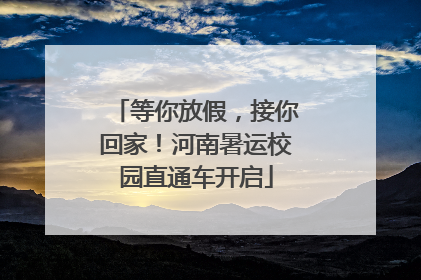 等你放假，接你回家！河南暑运校园直通车开启