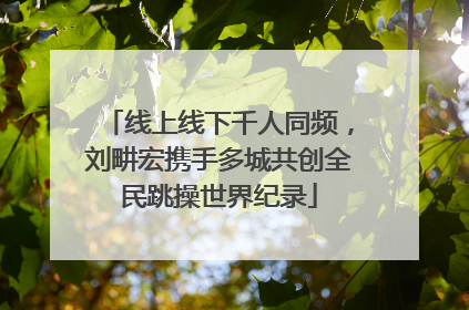 线上线下千人同频，刘畊宏携手多城共创全民跳操世界纪录