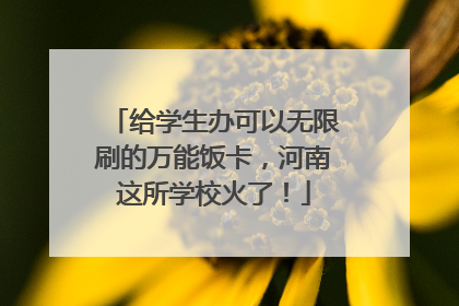 给学生办可以无限刷的万能饭卡，河南这所学校火了！