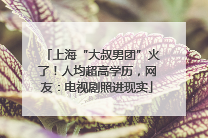 上海“大叔男团”火了！人均超高学历，网友：电视剧照进现实