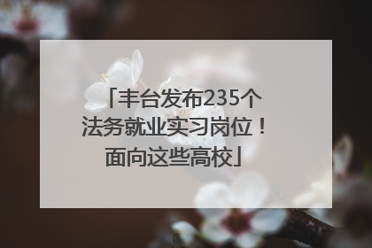 丰台发布235个法务就业实习岗位！面向这些高校