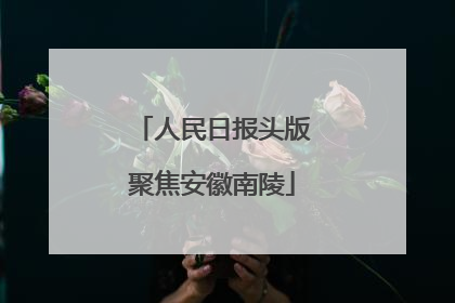 人民日报头版聚焦安徽南陵