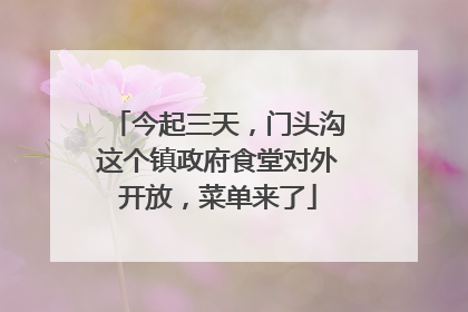 今起三天，门头沟这个镇政府食堂对外开放，菜单来了