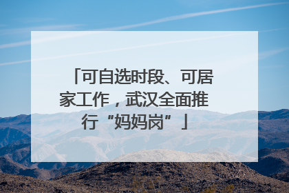 可自选时段、可居家工作，武汉全面推行“妈妈岗”