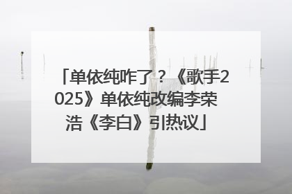 单依纯咋了？《歌手2025》单依纯改编李荣浩《李白》引热议
