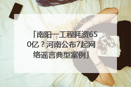 南阳一工程耗资650亿？河南公布7起网络谣言典型案例