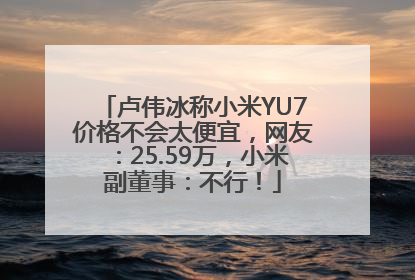 卢伟冰称小米YU7价格不会太便宜，网友：25.59万，小米副董事：不行！