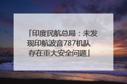 印度民航总局：未发现印航波音787机队存在重大安全问题