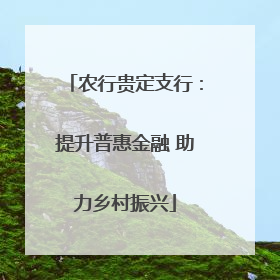 农行贵定支行：提升普惠金融 助力乡村振兴