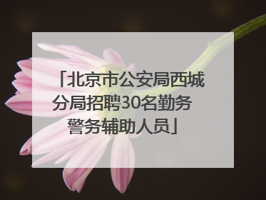北京市公安局西城分局招聘30名勤务警务辅助人员