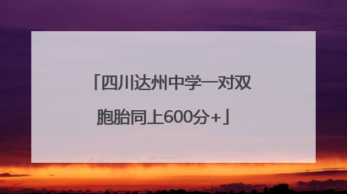 四川达州中学一对双胞胎同上600分+