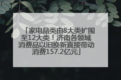 家电品类由8大类扩围至12大类！济南各领域消费品以旧换新直接带动消费157.2亿元