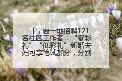 宁夏一地招聘121名社区工作者：“零彩礼”“低彩礼”新婚夫妇可享笔试加分，分别加1分、0.5分
