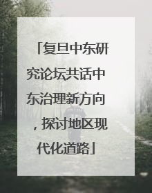 复旦中东研究论坛共话中东治理新方向，探讨地区现代化道路