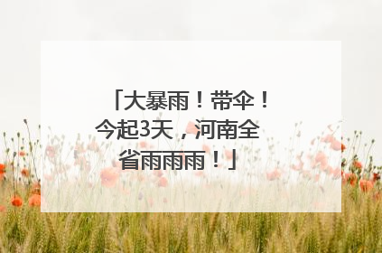 大暴雨！带伞！今起3天，河南全省雨雨雨！
