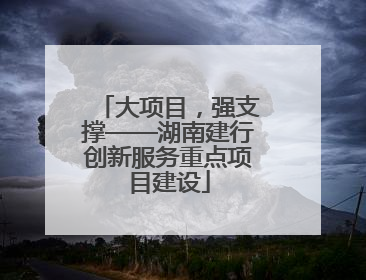 大项目，强支撑——湖南建行创新服务重点项目建设