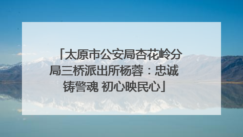 太原市公安局杏花岭分局三桥派出所杨蓉：忠诚铸警魂 初心映民心