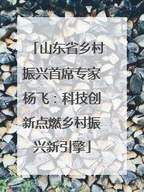 山东省乡村振兴首席专家杨飞：科技创新点燃乡村振兴新引擎