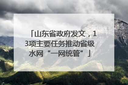 山东省政府发文，13项主要任务推动省级水网“一网统管”