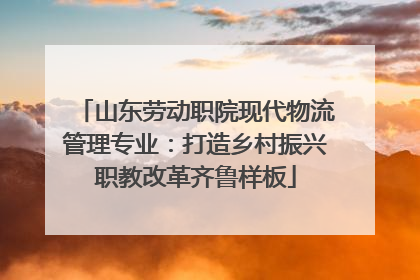 山东劳动职院现代物流管理专业：打造乡村振兴职教改革齐鲁样板