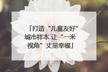 打造“儿童友好”城市样本 让“一米视角”丈量幸福