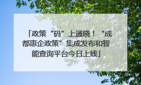 政策“码”上通晓！“成都惠企政策”集成发布和智能查询平台今日上线
