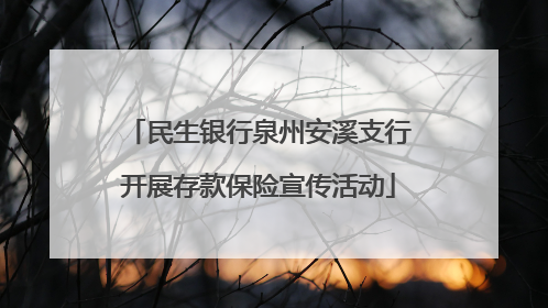 民生银行泉州安溪支行开展存款保险宣传活动