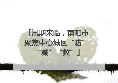 汛期来临，南阳市聚焦中心城区“防”“减”“救”
