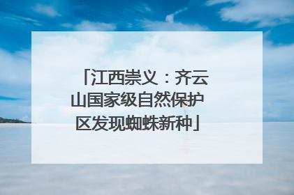 江西崇义：齐云山国家级自然保护区发现蜘蛛新种