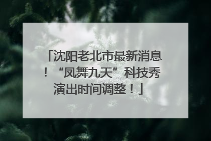 沈阳老北市最新消息！“凤舞九天”科技秀演出时间调整！