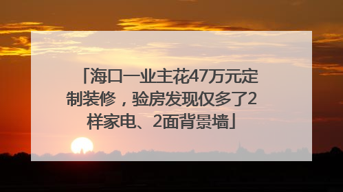 海口一业主花47万元定制装修，验房发现仅多了2样家电、2面背景墙