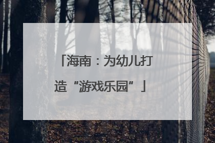 海南：为幼儿打造“游戏乐园”