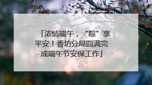 浓情端午，“粽”享平安！香坊分局圆满完成端午节安保工作