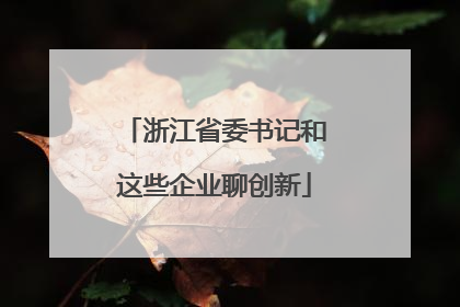 浙江省委书记和这些企业聊创新