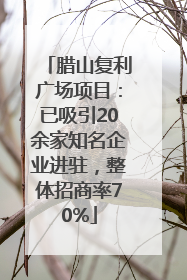 腊山复利广场项目：已吸引20余家知名企业进驻，整体招商率70%