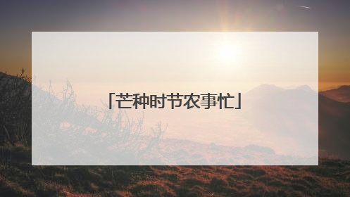 芒种时节农事忙