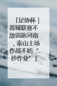 足协杯｜蓉城联赛不敌弱旅河南，泰山主场作战不妨“抄作业”
