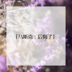 马斯克：后悔了
