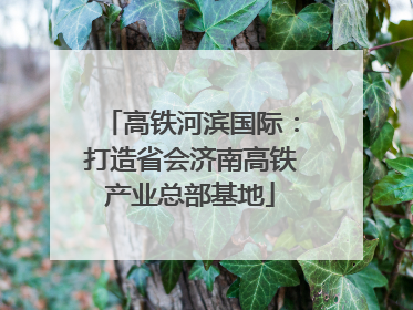 高铁河滨国际：打造省会济南高铁产业总部基地