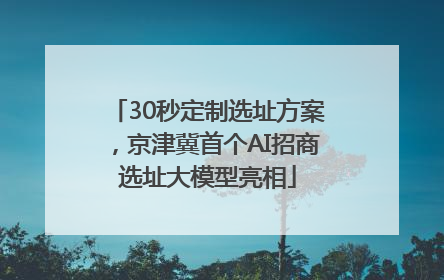 30秒定制选址方案，京津冀首个AI招商选址大模型亮相